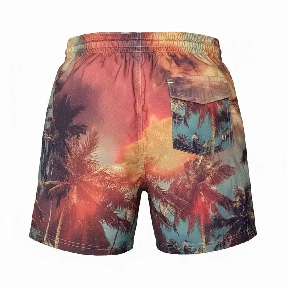 Old Navy Men’s Swim Trunks Tropical Sunset Design Size Small At Knee Length 8”